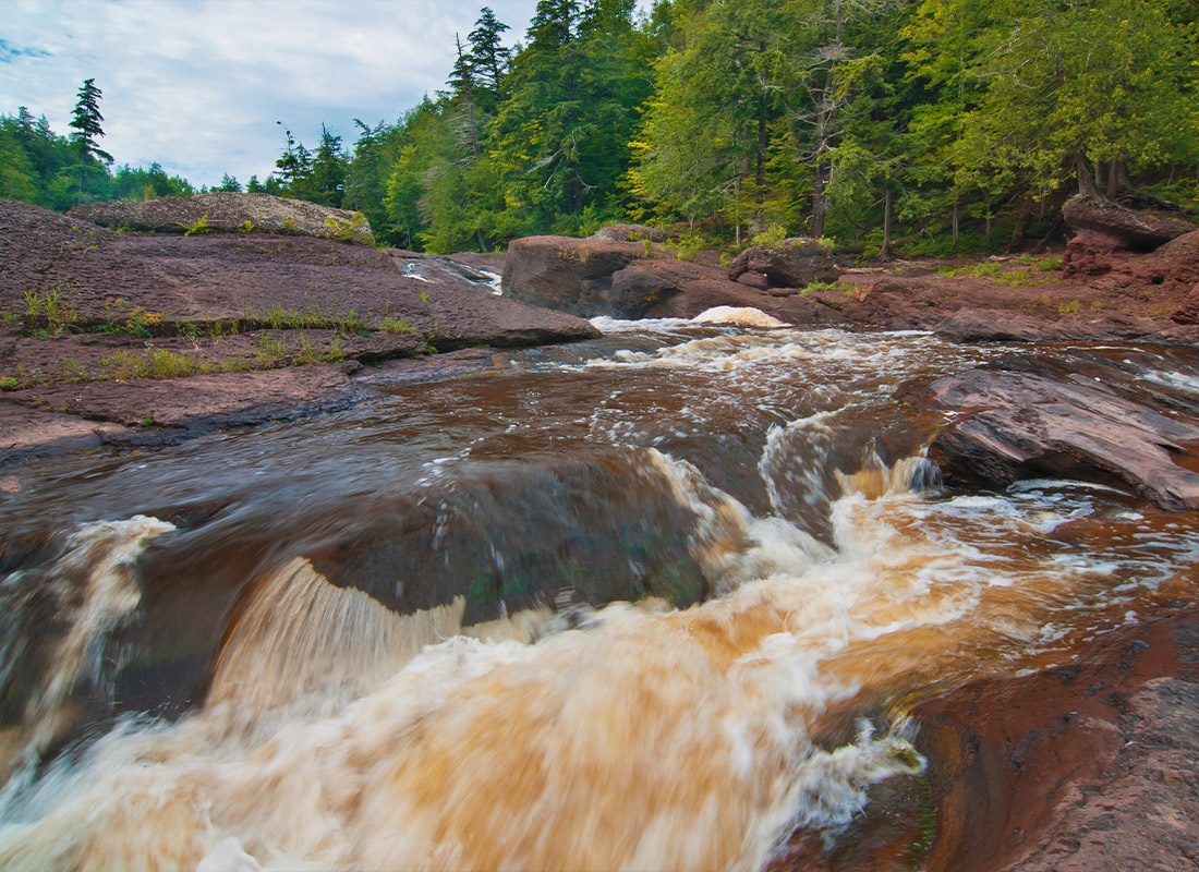 Hudsonville, MI - Bonanza Falls in Summer During the Day